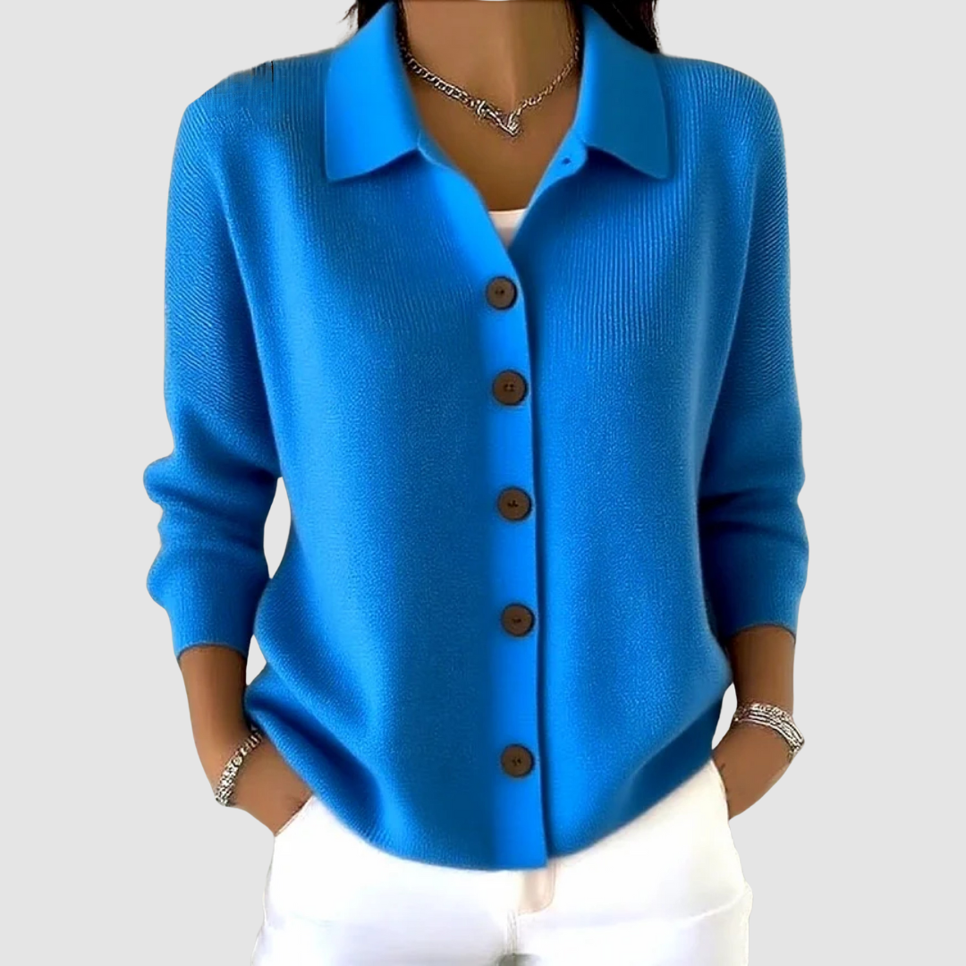 Amelia | Collared Button Front Knit Cardigan