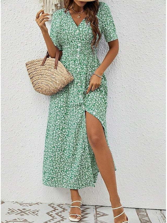 Lucia | Wedding Guest Floral V Neck Maxi Dress