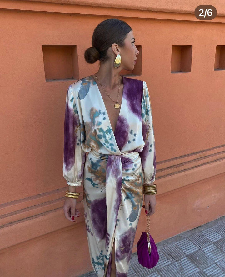 Ashley | Wedding Guest Printed Wrap Midi Dress