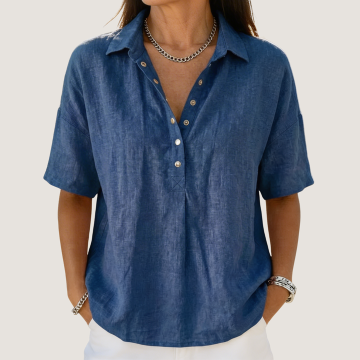 Abigail | Relaxed Fit Linen Collared Blouse