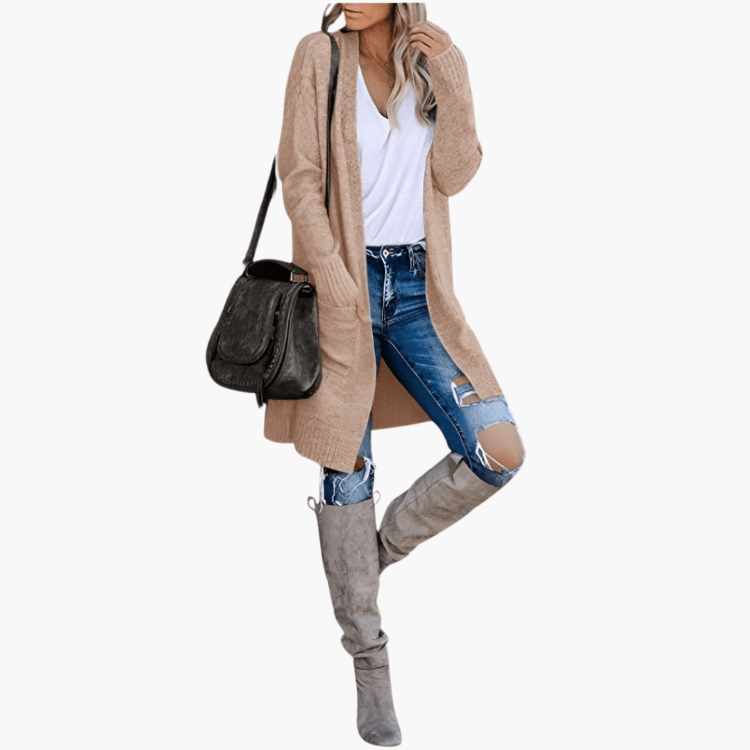 Amelia | Open Front Longline Knit Cardigan