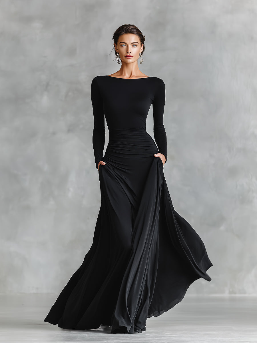 Alessa | Prom Ruched Long Sleeve Maxi Dress