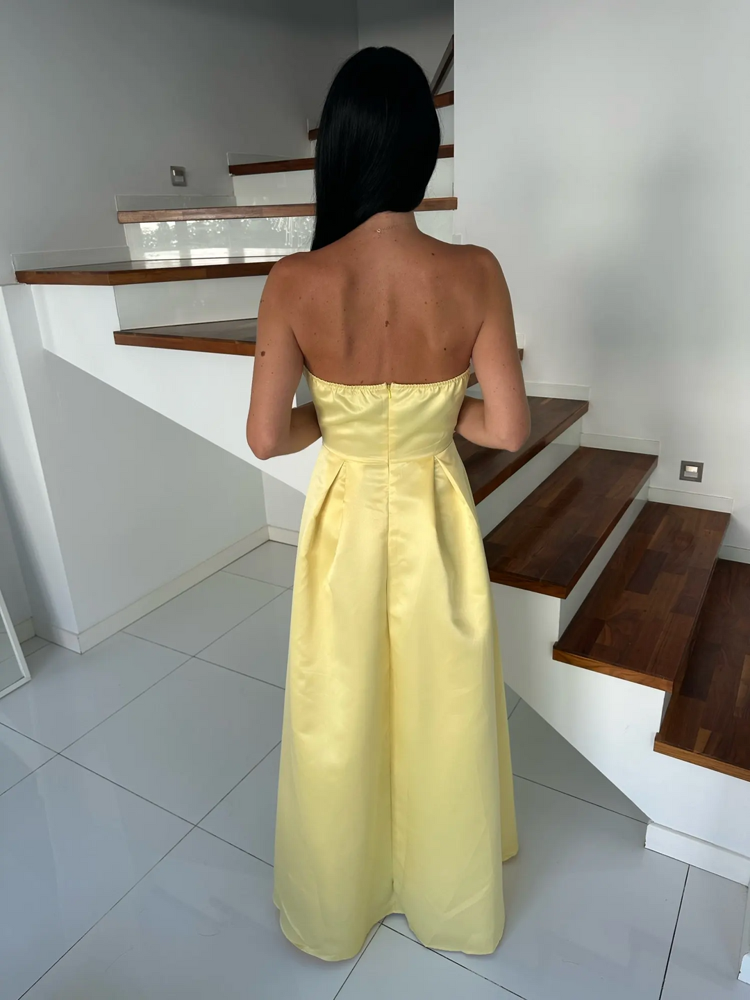 Isabella | Graduation Strapless Satin Maxi Dress