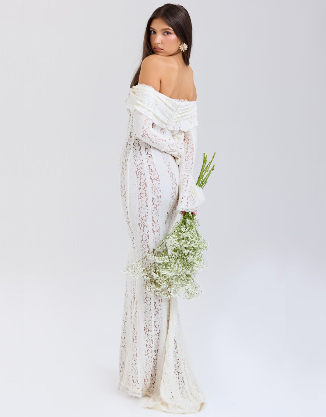 Amelie | Elegant Off Shoulder Lace Maxi Dress