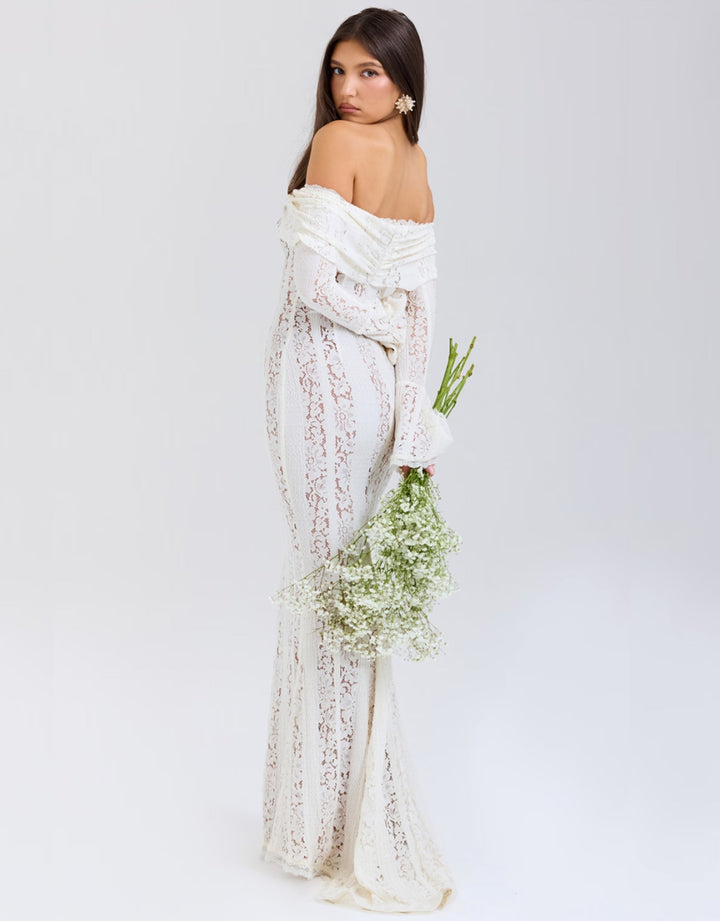 Amelie | Elegant Off Shoulder Lace Maxi Dress