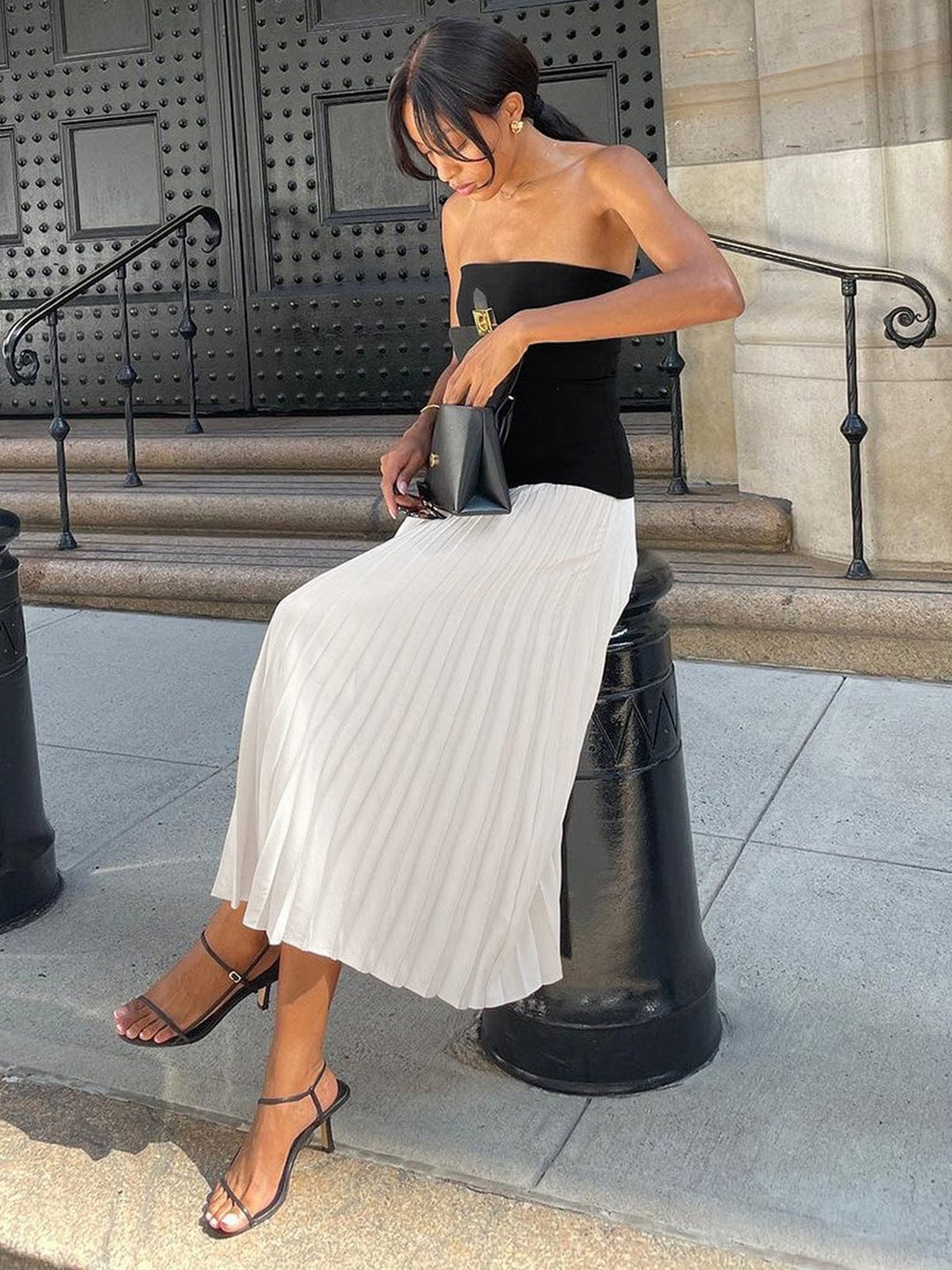 Celina | Strapless Pleated Maxi Dress