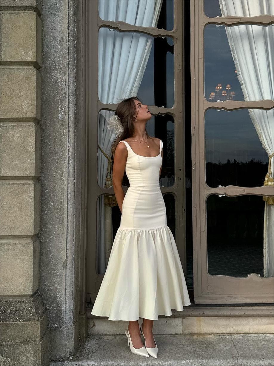 Ariella | Wedding Guest Square Neck Midi Dress