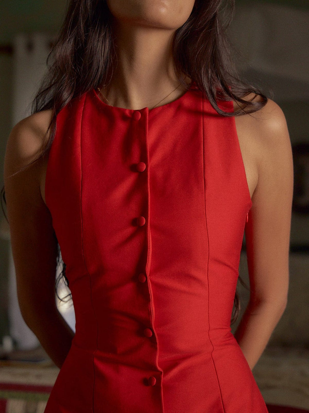 Scarlett | Sleeveless Button Front Mini Dress