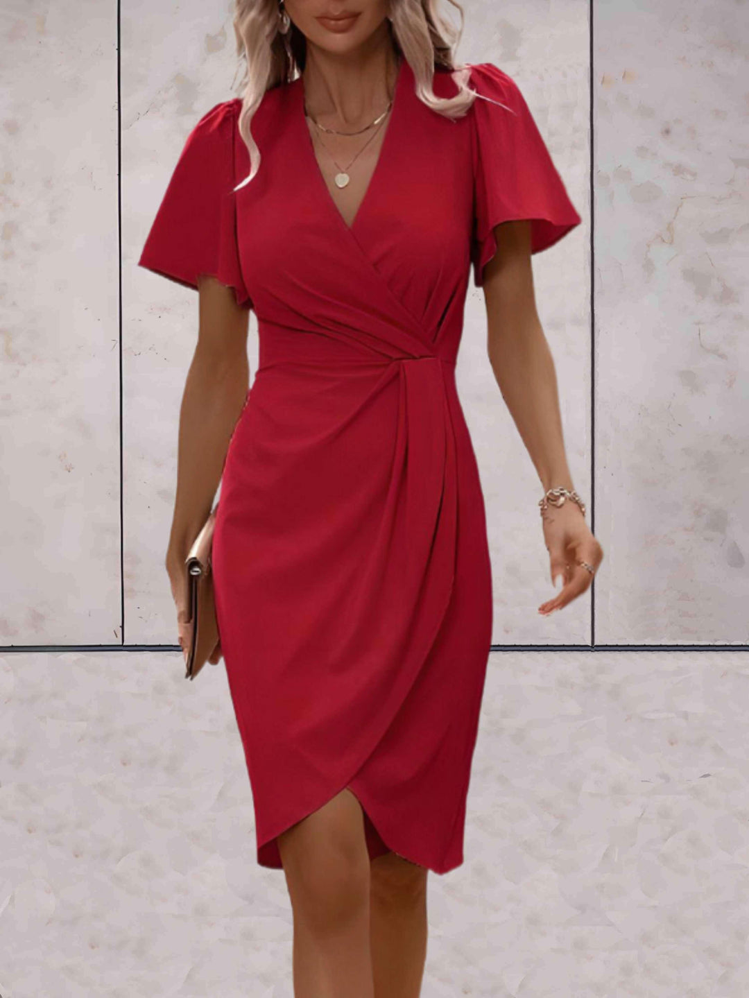 Juliana | Wedding Guest Wrap V Neck Midi Dress