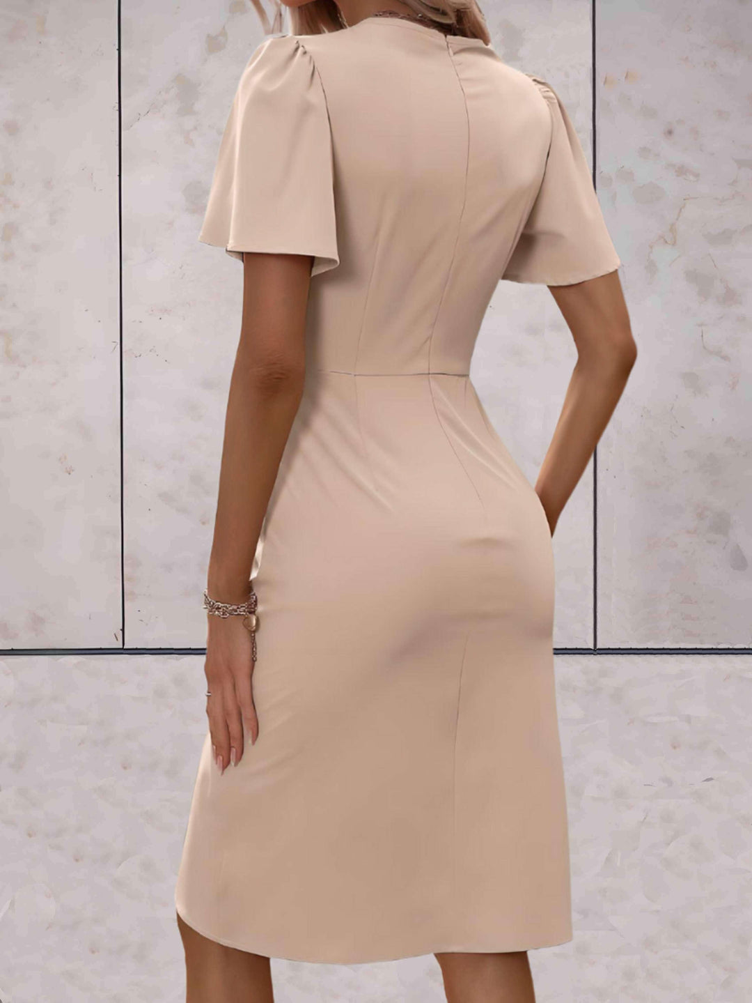 Elena | Wedding Guest Wrap V Neck Midi Dress