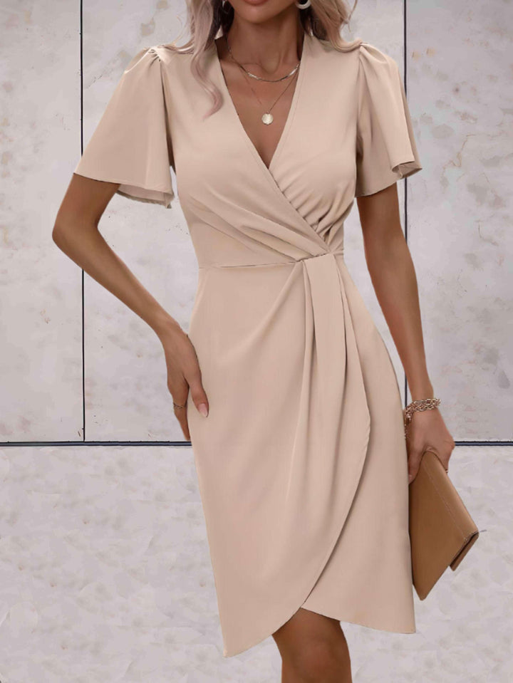 Elena | Wedding Guest Wrap V Neck Midi Dress