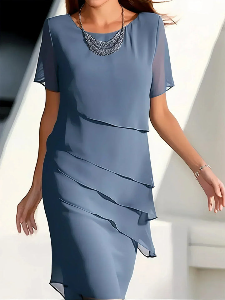 Sophia | Wedding Guest Chiffon Layered Midi Dress