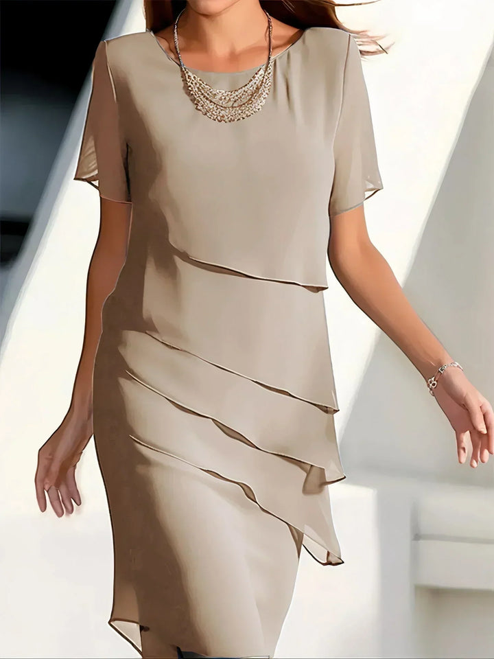 Sophia | Wedding Guest Chiffon Layered Midi Dress