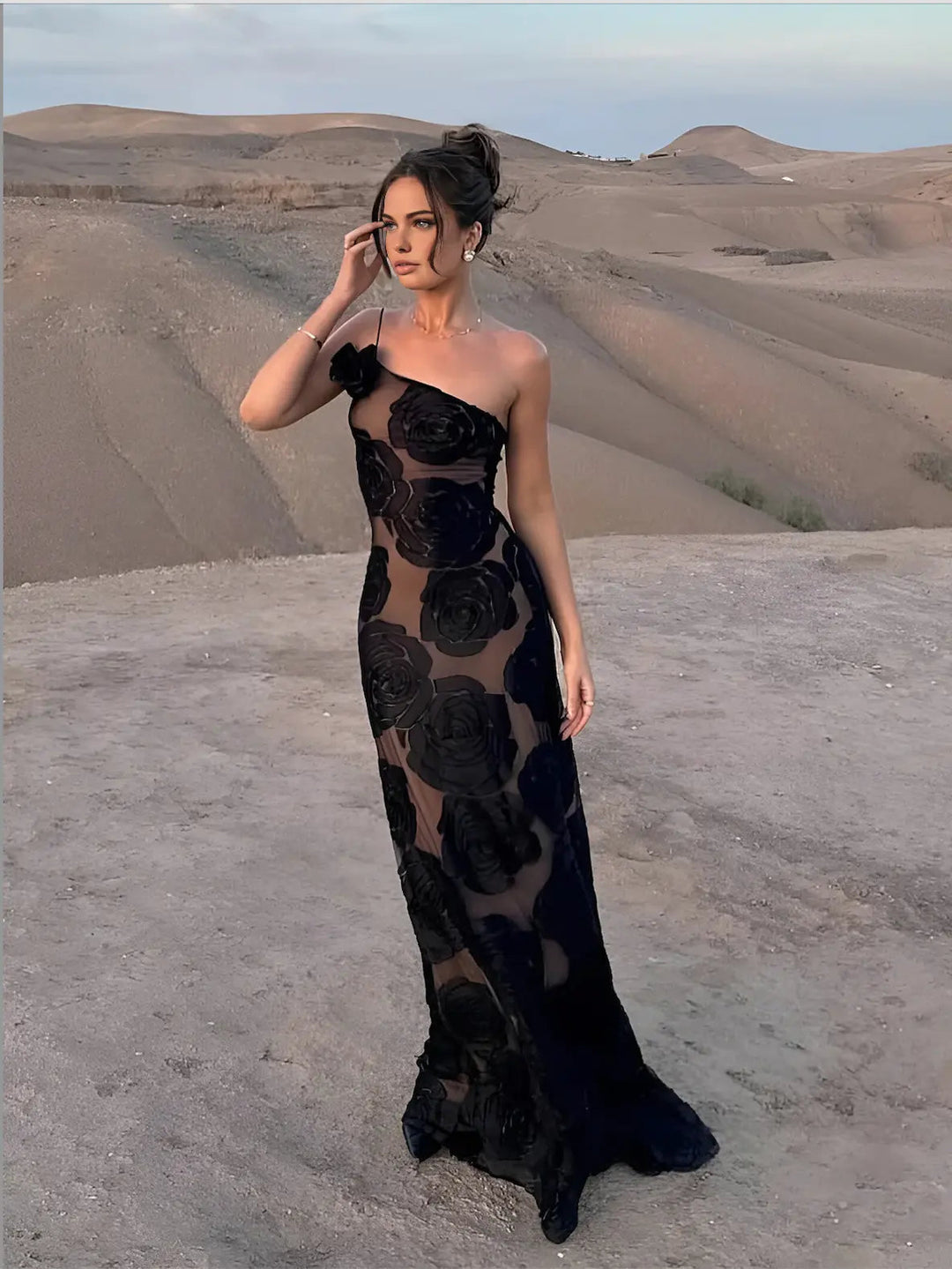 Jasmine | Floral One Shoulder Evening Maxi Dress