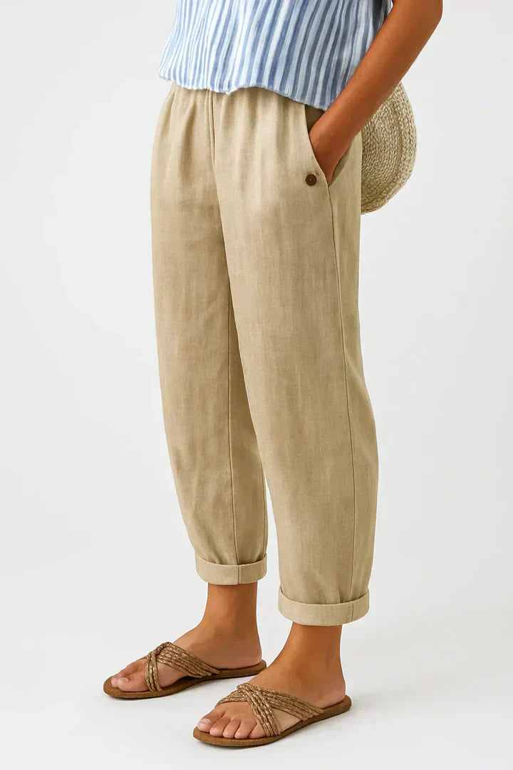 Eleanor | High Waisted Linen Trousers