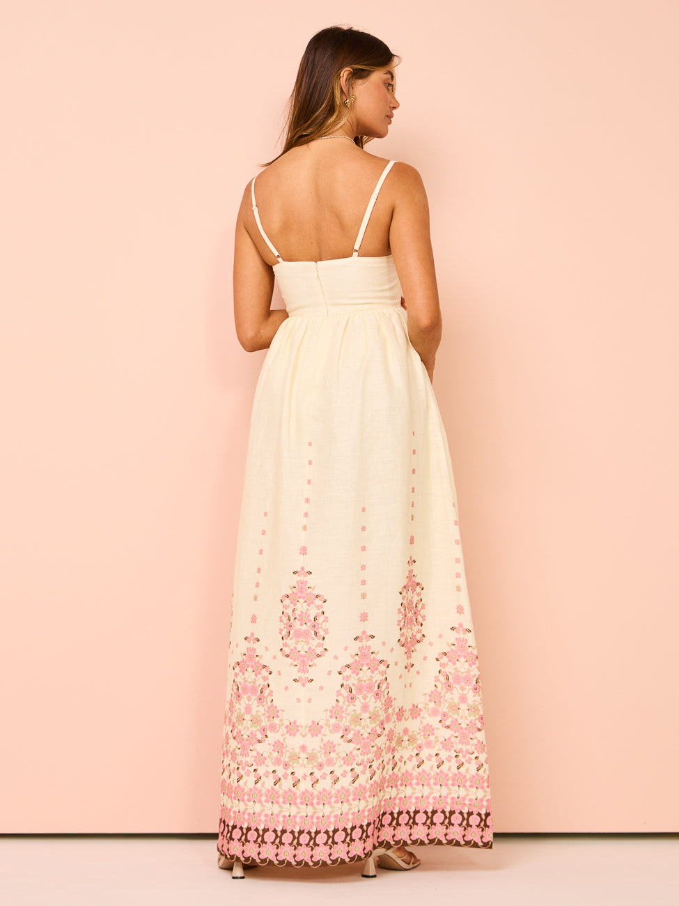 Amelia | Floral Embroidered Strappy Maxi Dress