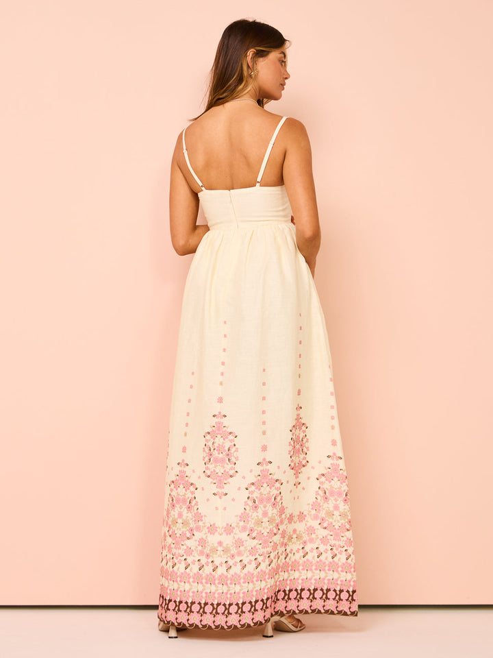 Amelia | Floral Embroidered Strappy Maxi Dress
