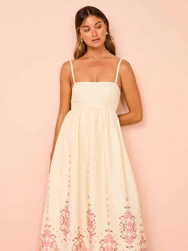 Amelia | Floral Embroidered Strappy Maxi Dress