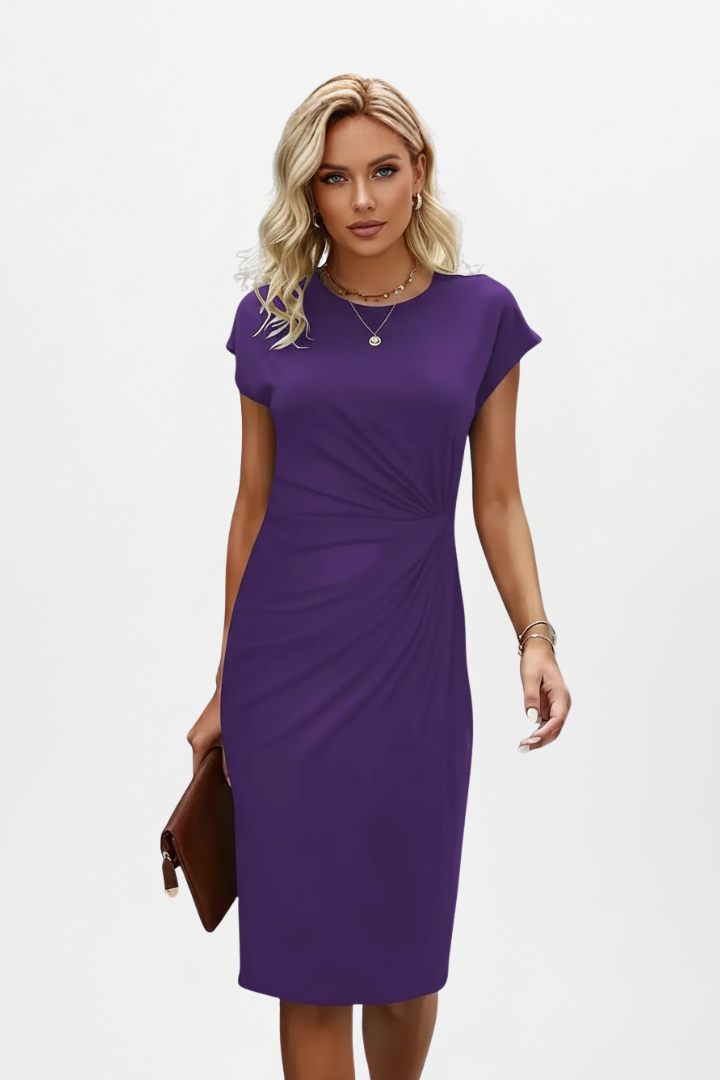 Anna | Wedding Guest Ruched Midi Bodycon Dress