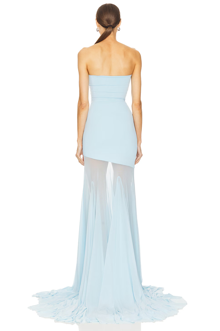 Daniela | Strapless Sheer Hem Maxi Dress