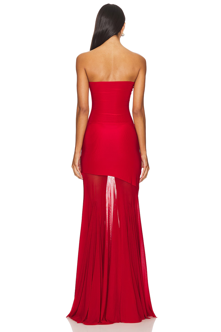 Daniela | Strapless Sheer Hem Maxi Dress