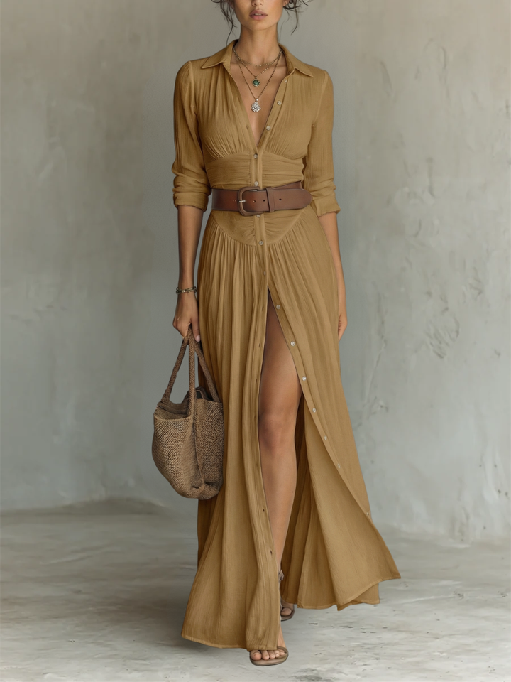 Matilda | Summer Belted Button Front Maxi Dress