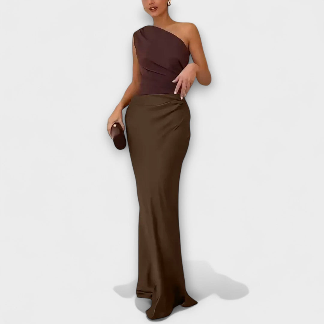 Valentina | Prom One Shoulder Satin Maxi Dress