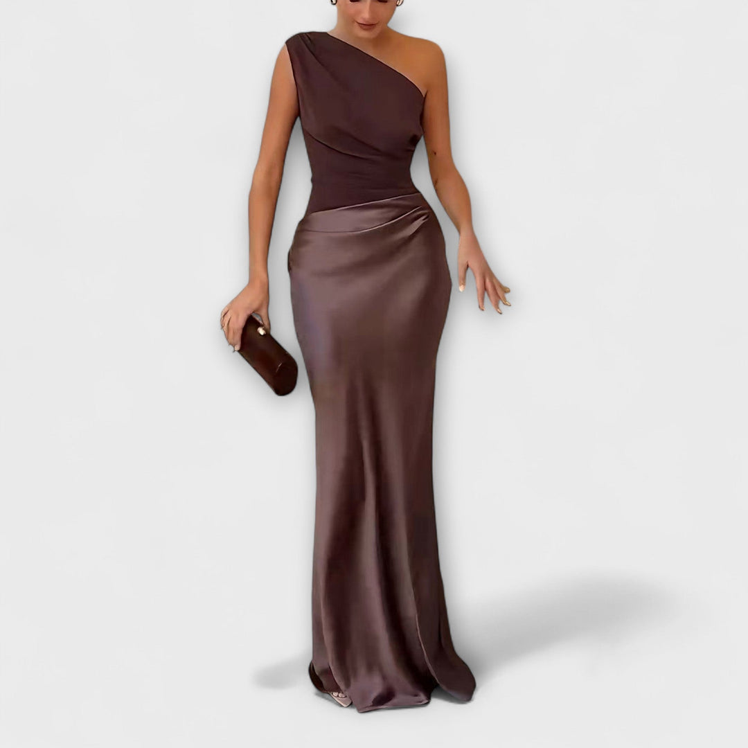 Valentina | Prom One Shoulder Satin Maxi Dress