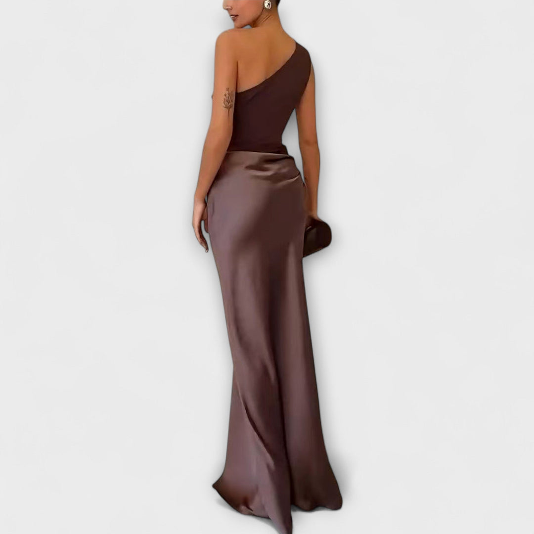 Valentina | Prom One Shoulder Satin Maxi Dress