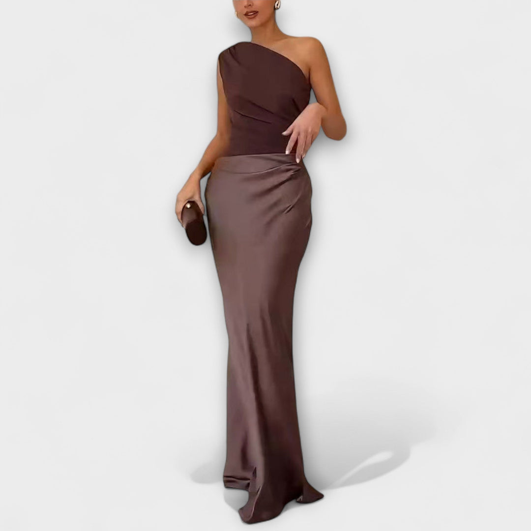 Valentina | Prom One Shoulder Satin Maxi Dress