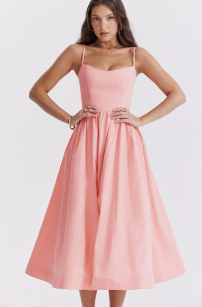 Camilla | Wedding Guest Strappy A Line Midi Dress
