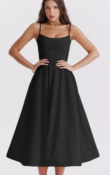 Camilla | Wedding Guest Strappy A Line Midi Dress