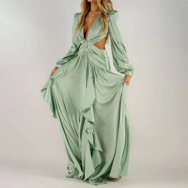 Elsie | Prom Cut-Out Ruffle Maxi Dress