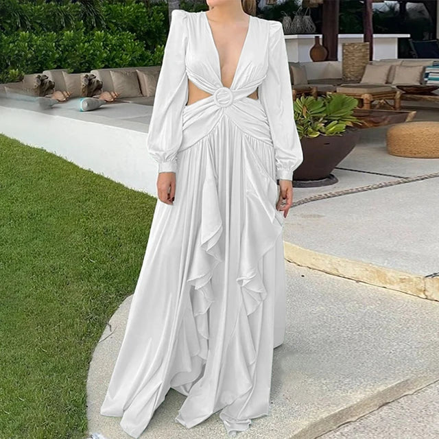 Elsie | Prom Cut-Out Ruffle Maxi Dress