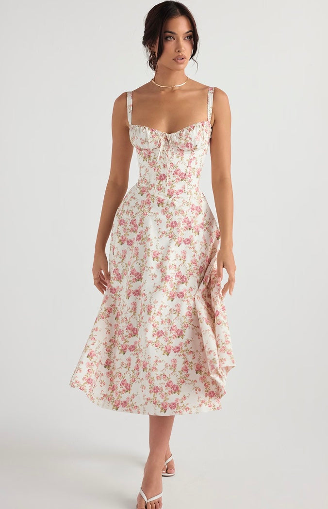 Marissa | Wedding Guest Corset Midi Dress