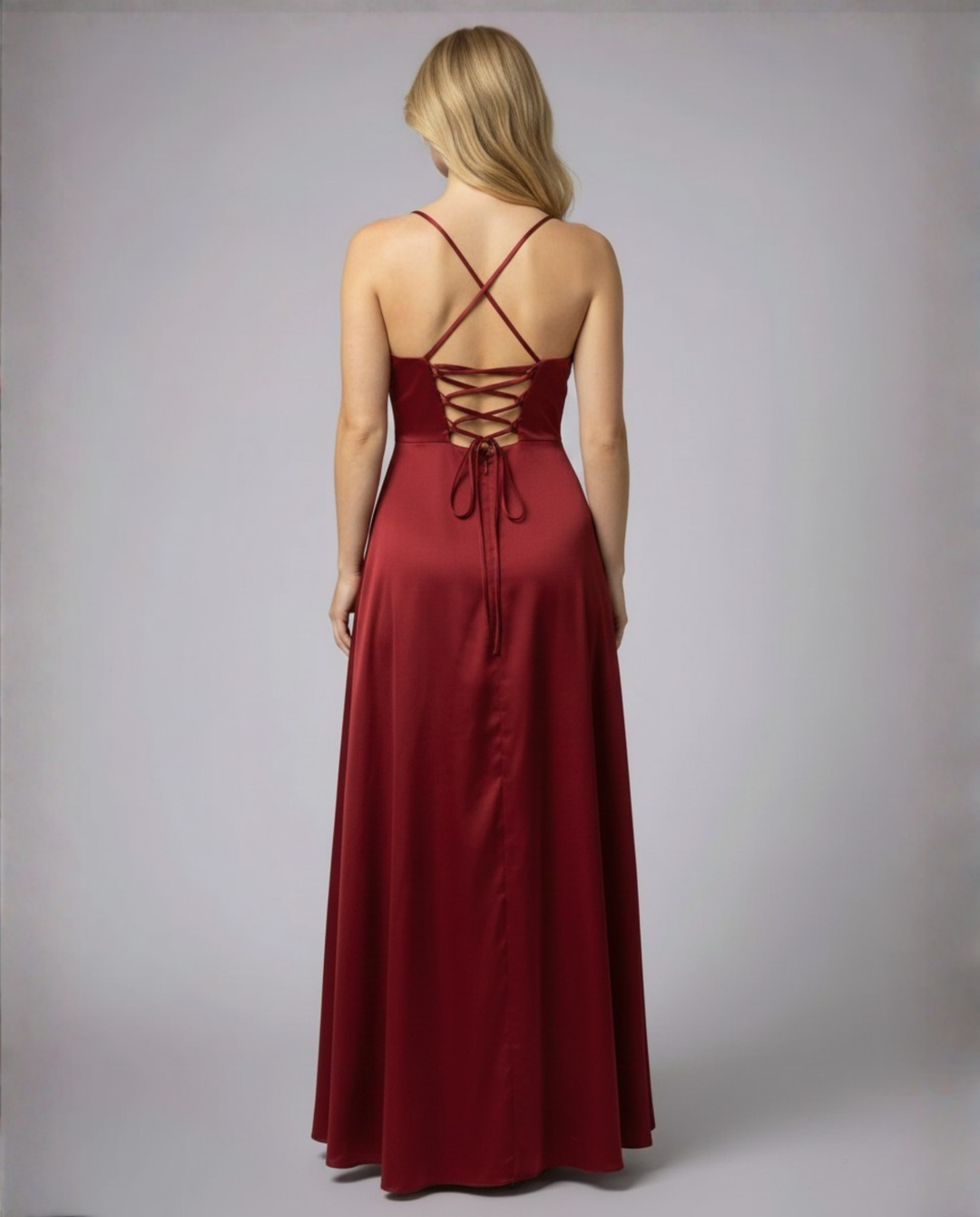 Sophia | Wedding Guest Satin High Split Maxi Dress