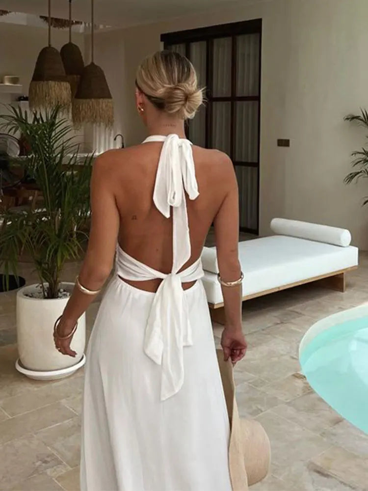 Sienna | Graduation Backless Halter Maxi Dress