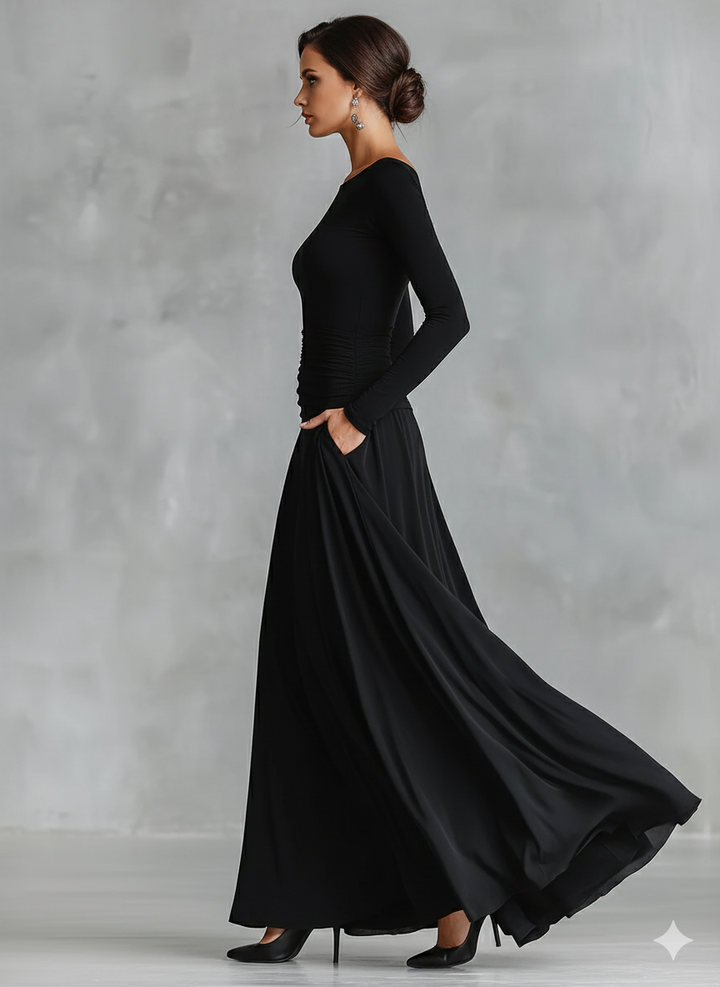 Alessa | Prom Ruched Long Sleeve Maxi Dress