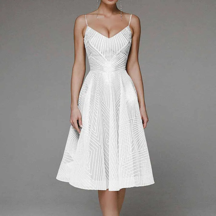 Victoria | Wedding Guest Embellished A Line Midi Dress