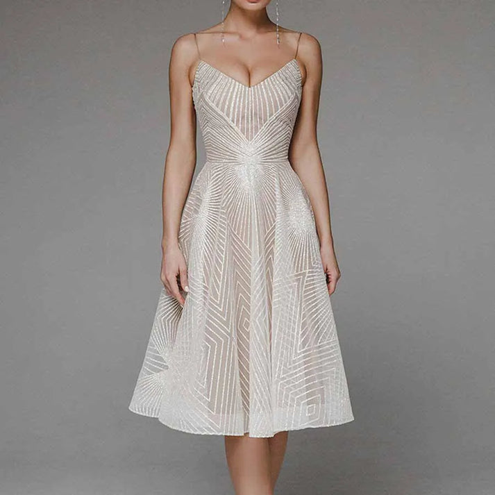 Victoria | Wedding Guest Embellished A Line Midi Dress