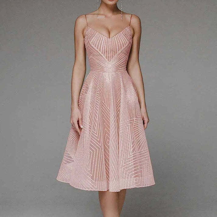 Victoria | Wedding Guest Embellished A Line Midi Dress