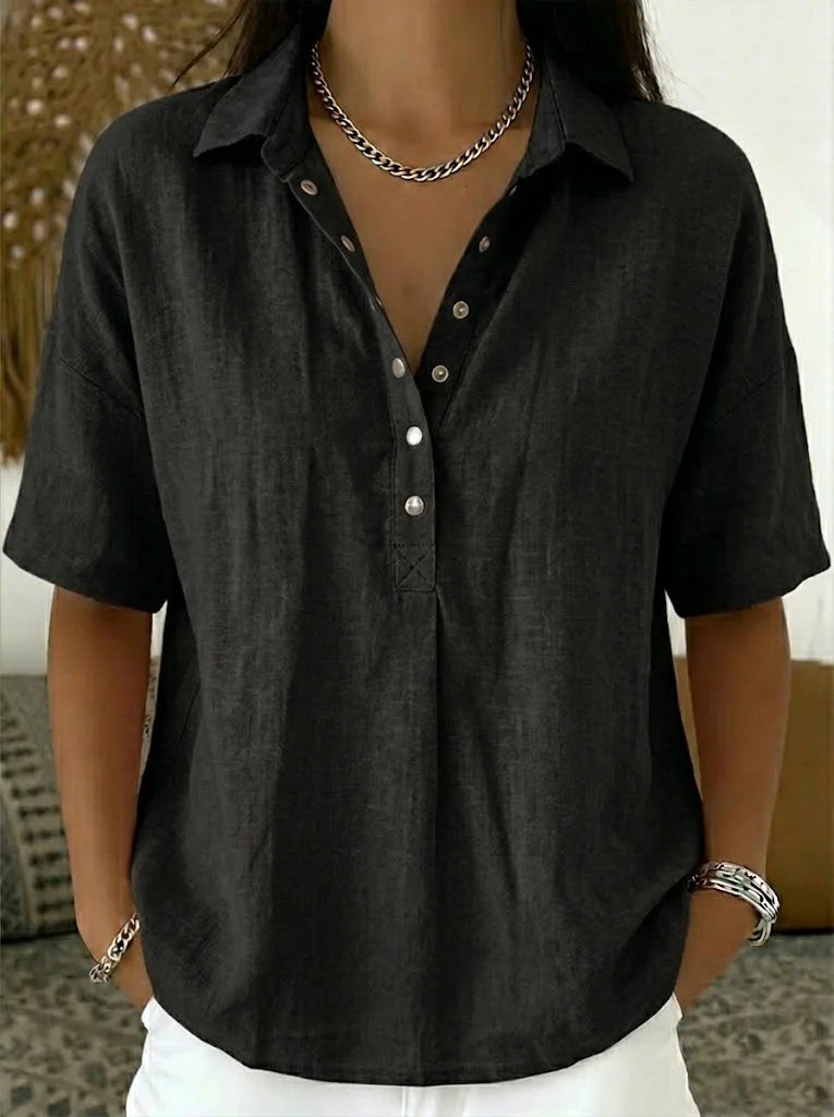 Abigail | Relaxed Fit Linen Collared Blouse