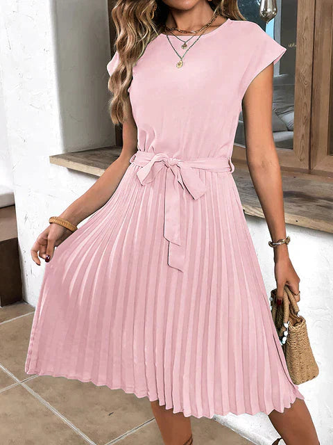 Grace | Wedding Guest Pleated Tie Waist Midi Dress