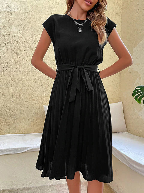 Grace | Wedding Guest Pleated Tie Waist Midi Dress