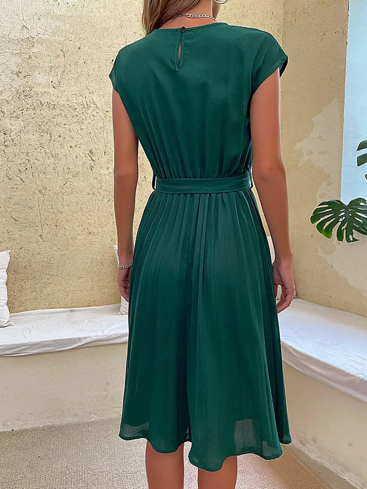 Grace | Wedding Guest Pleated Tie Waist Midi Dress