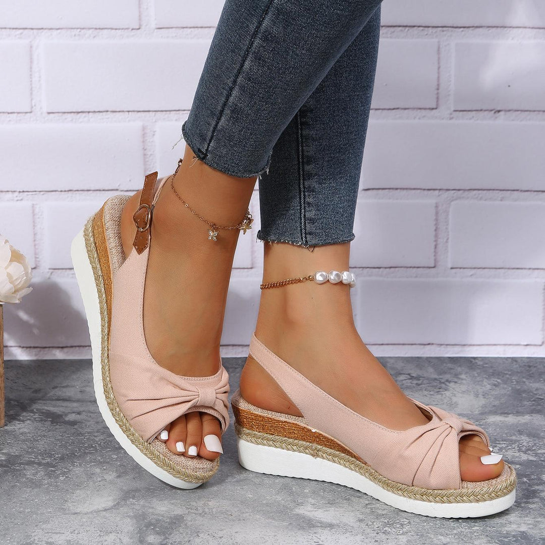 Amelia | Comfortable Bow Detail Wedge Sandals
