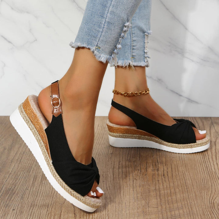 Amelia | Comfortable Bow Detail Wedge Sandals
