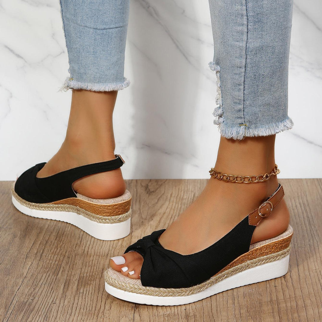 Amelia | Comfortable Bow Detail Wedge Sandals