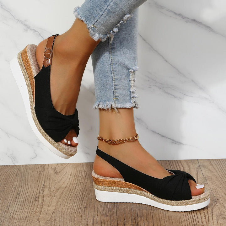 Amelia | Comfortable Bow Detail Wedge Sandals