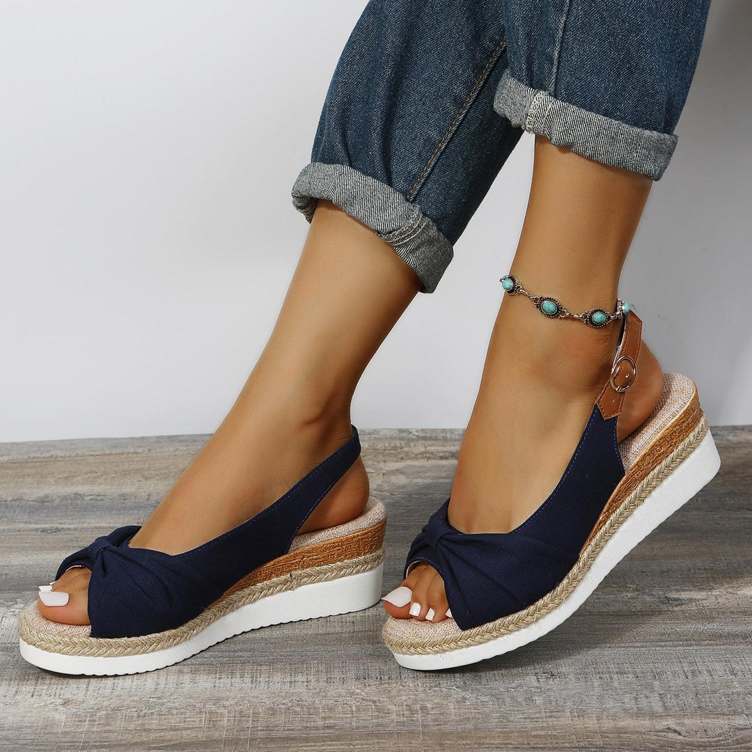 Amelia | Comfortable Bow Detail Wedge Sandals